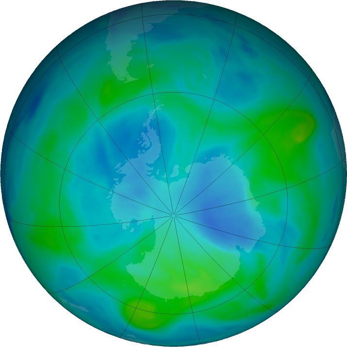Antarctic ozone map for 02 March 2017